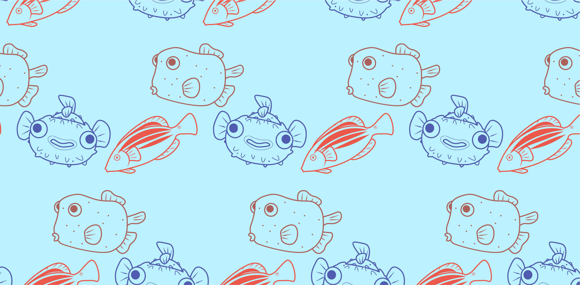 Fish pattern: pufferfish, boxfish, & wrasse