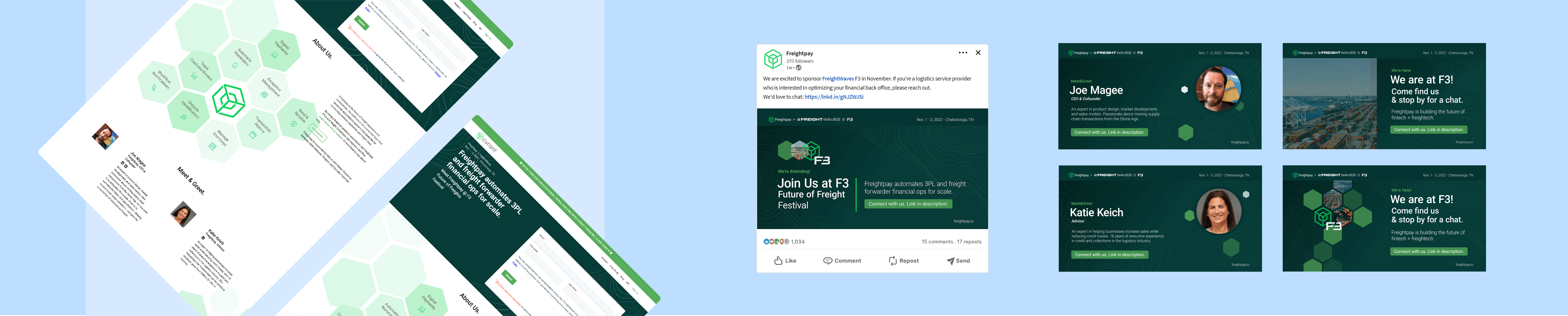 FreightWaves F3 x Freightpay campaign website and LinkedIn posts