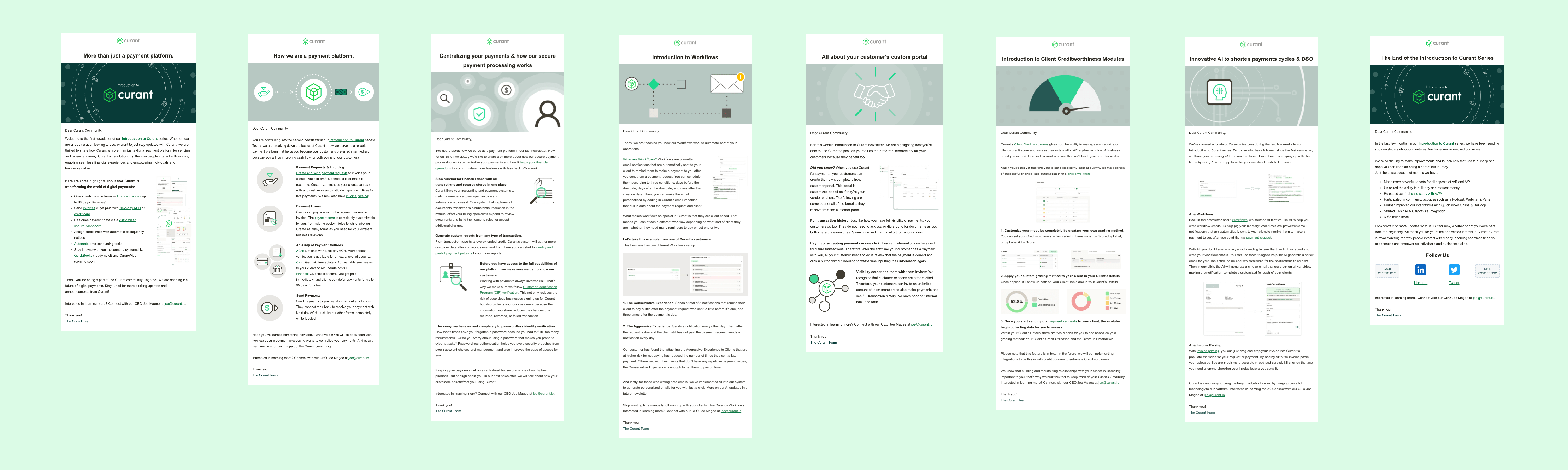 Newsletter emails sent to Curant customers