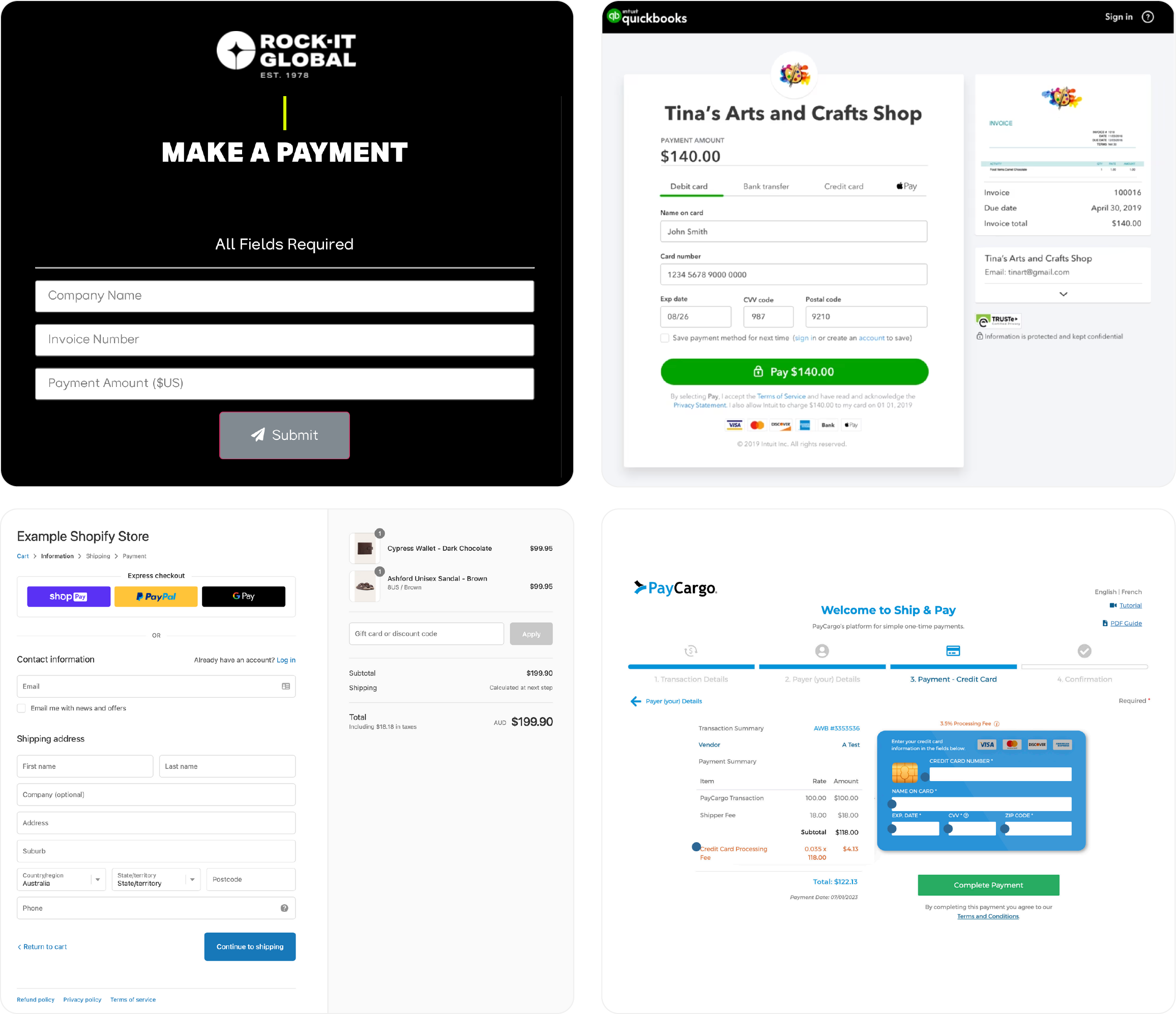 Examples of other payment forms/payment portals