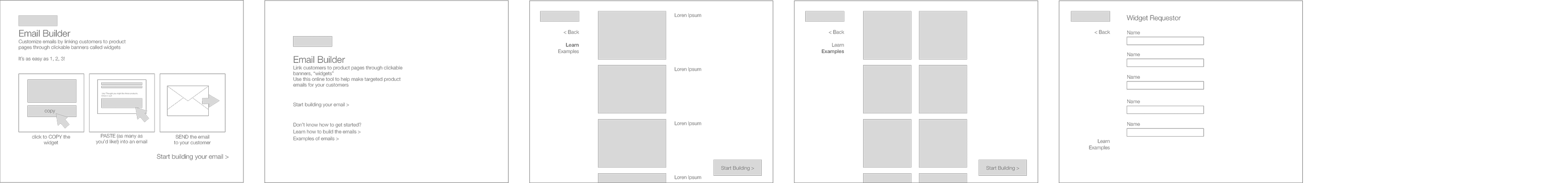 Widget homepage wireframes